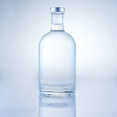 Bottiglia di vetro rotonda 375 ml Bottiglia vuota chiara per liquori con superficie a incisione acida