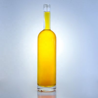 Logo personalizzato 700ml 750ml Bottiglia di vetro a forma rotonda con finitura superiore a vite