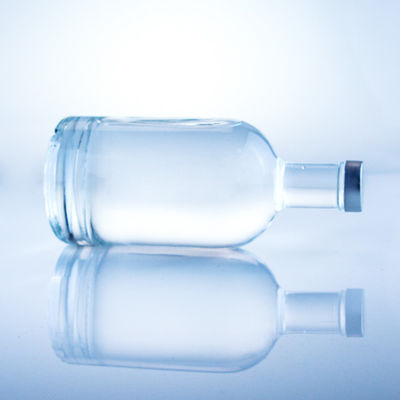Bottiglia di vetro rotonda 375 ml Bottiglia vuota chiara per liquori con superficie a incisione acida