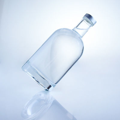 Bottiglia di vetro rotonda 375 ml Bottiglia vuota chiara per liquori con superficie a incisione acida