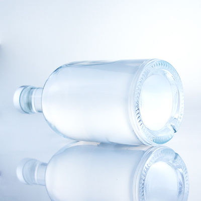 Bottiglia di vetro rotonda 375 ml Bottiglia vuota chiara per liquori con superficie a incisione acida