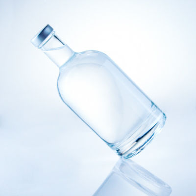 Bottiglia di vetro rotonda 375 ml Bottiglia vuota chiara per liquori con superficie a incisione acida