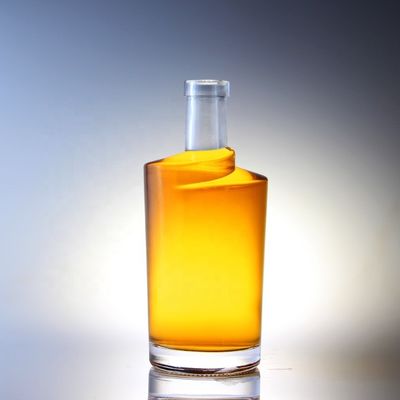 Acid Etch Surface Handling Cork Cap Twist in forma di fondo spesso Vodka 750 ml Bottiglia di vetro