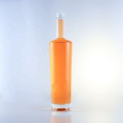 Bottiglia di vetro di flint da 750 ml a collo lungo con tappi e superficie di lavorazione con incisione acida