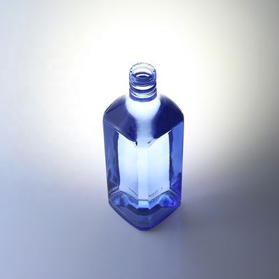 Acid Etch Custom Design Square 750ml Bottiglie di vetro blu per vodka Whisky Unico