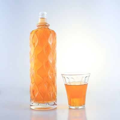 Bottiglia di vetro a incisione trasparente da 750 ml per gin rum champagne brandy tequila whisky liquore