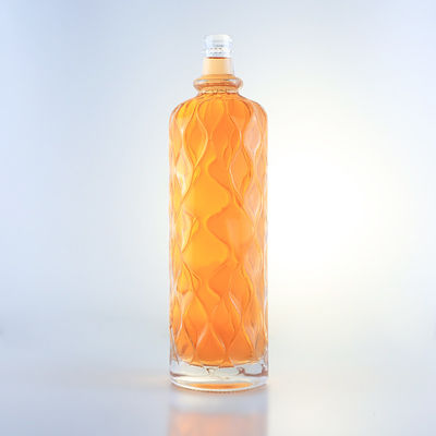 Bottiglia di vetro a incisione trasparente da 750 ml per gin rum champagne brandy tequila whisky liquore