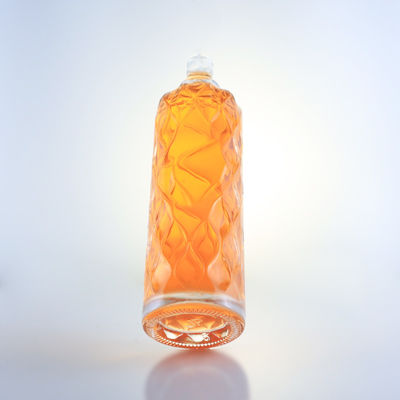 Bottiglia di vetro a incisione trasparente da 750 ml per gin rum champagne brandy tequila whisky liquore
