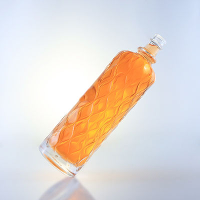Bottiglia di vetro a incisione trasparente da 750 ml per gin rum champagne brandy tequila whisky liquore