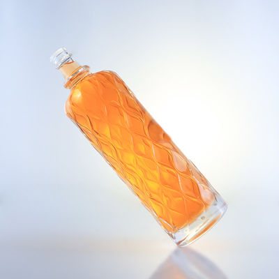 Bottiglia di vetro a incisione trasparente da 750 ml per gin rum champagne brandy tequila whisky liquore