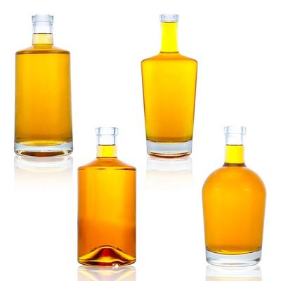 Bottiglia di vino di forma ovale trasparente 500 ml 700 ml 750 ml con tappi per bevande