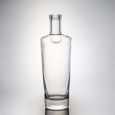 Collare di vetro con logo personalizzato Ingrosso collo corto Gin rum Brandy Bottiglia di whisky liquore con sughero