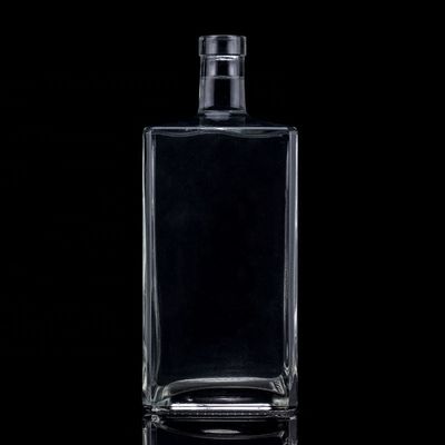 Stampa a schermo Bottiglia di vetro trasparente da 1000 ml per vodka a forma quadrata con tappo a vite