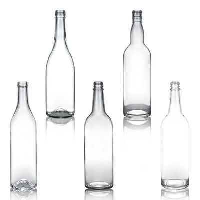 Bottiglia in vetro a collo lungo trasparente da 750 ml per whisky, champagne, brandy e liquori industriali