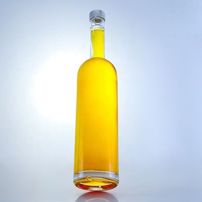 Logo personalizzato 700ml 750ml Bottiglia di vetro a forma rotonda con finitura superiore a vite