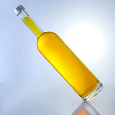 Logo personalizzato 700ml 750ml Bottiglia di vetro a forma rotonda con finitura superiore a vite