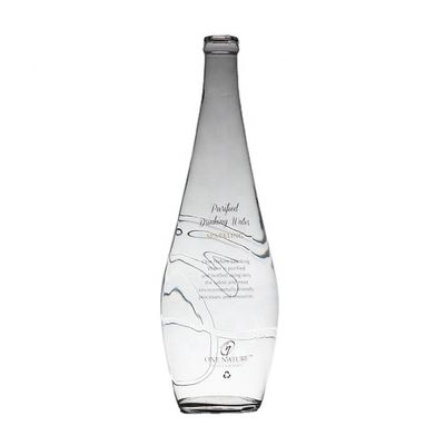 Bottiglia di vetro di acqua minerale trasparente rotonda da 700 ml a 350 ml su misura per bevande industriali