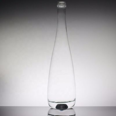Bottiglia di vetro di acqua minerale trasparente rotonda da 700 ml a 350 ml su misura per bevande industriali