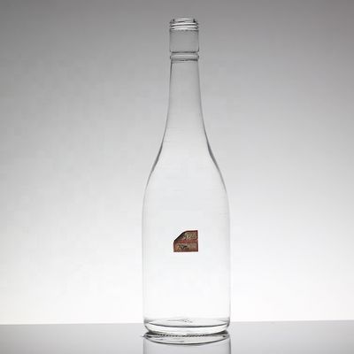 Bottiglia di vetro di acqua minerale trasparente rotonda da 700 ml a 350 ml su misura per bevande industriali