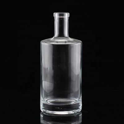 Vodka industriale Bottiglia di vetro trasparente con collo corto e corpo grasso 500 ml 750 ml