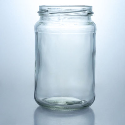 Vaso di miele di vetro rotondo a bocca larga da 500 ml con tappo metallico e materiale di base in vetro