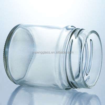 Vaso di miele di vetro rotondo a bocca larga da 500 ml con tappo metallico e materiale di base in vetro