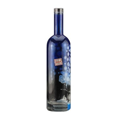 Stampa a schermo di lusso Bottiglia di vodka blu a forma rotonda per l'industria del liquore e del gin