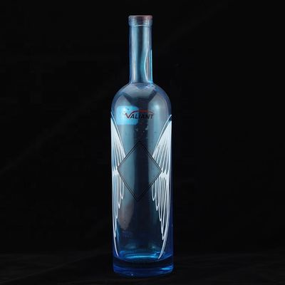 Stampa a schermo di lusso Bottiglia di vodka blu a forma rotonda per l'industria del liquore e del gin
