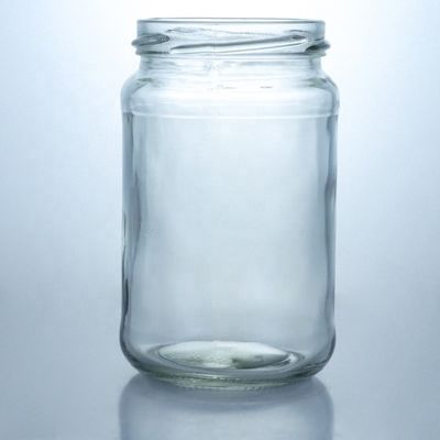 Vaso di vetro di grado alimentare rotondo con bordo retto e vetro trasparente