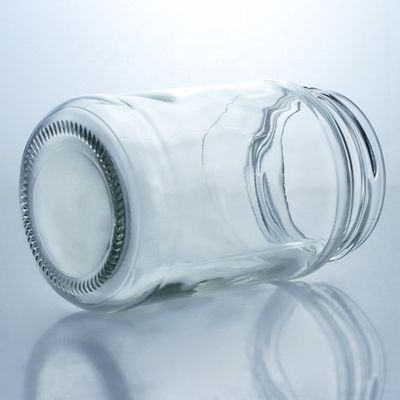 Vaso di vetro di grado alimentare rotondo con bordo retto e vetro trasparente