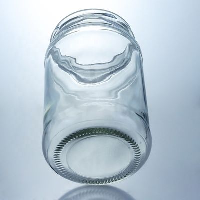 Vaso di vetro di grado alimentare rotondo con bordo retto e vetro trasparente