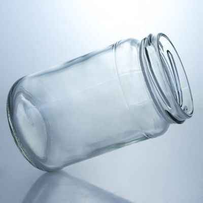 Vaso di vetro di grado alimentare rotondo con bordo retto e vetro trasparente
