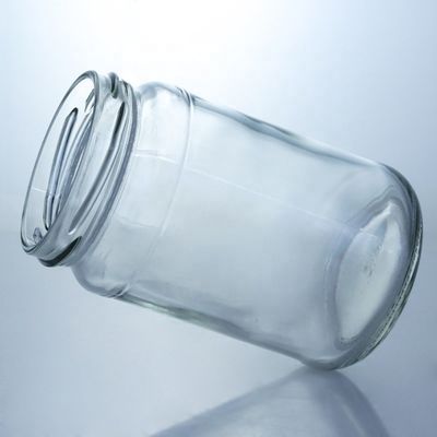 Vaso di vetro di grado alimentare rotondo con bordo retto e vetro trasparente