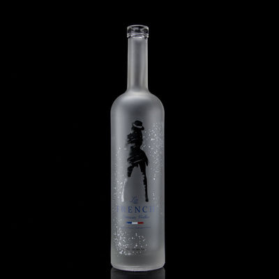 Collare di vetro 750 ml Acid Etch Vodka Flascia con colore chiaro o personalizzato in Heze
