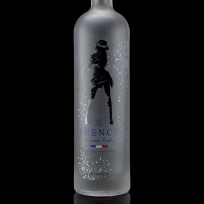 Collare di vetro 750 ml Acid Etch Vodka Flascia con colore chiaro o personalizzato in Heze