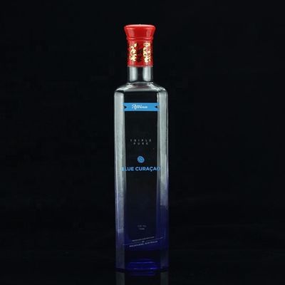 Bottiglia di liquore in vetro colorato da 750 ml con materiale per il colletto e la finitura in oro
