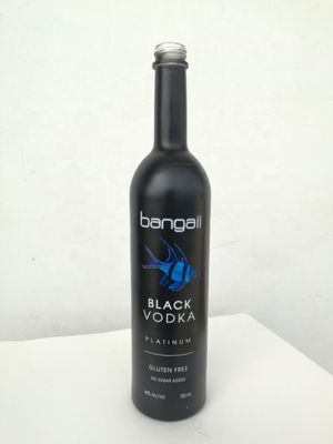 750 ml di vetro nero lucido Vodka Bottiglie dipinte Stampa a schermo Gin Chiusura Bottiglia di liquore