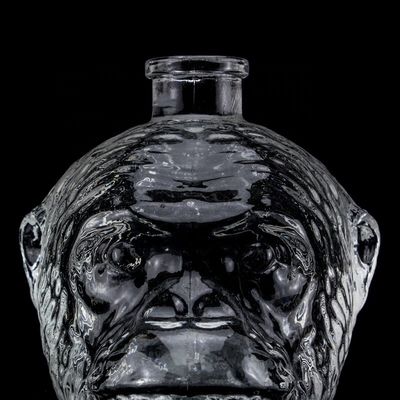 Disegno unico 500ml 750ml Bottiglia di vetro a forma di testa di scimmia per vodka liquore con sughero