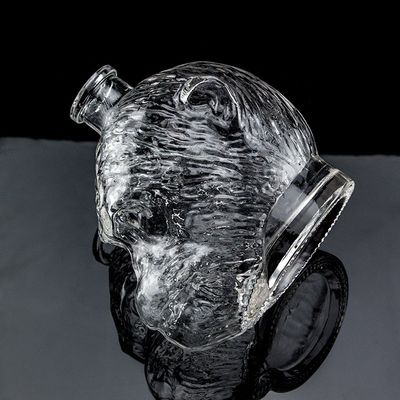 Disegno unico 500ml 750ml Bottiglia di vetro a forma di testa di scimmia per vodka liquore con sughero