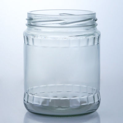 Vaso di vetro a pietra rotonda trasparente per la produzione e la distribuzione di prodotti alimentari