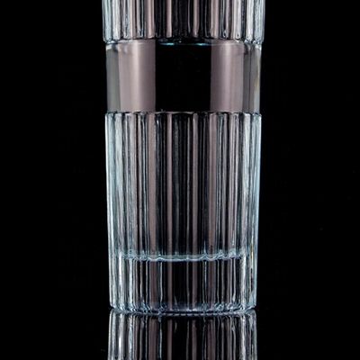 Bello blu chiaro 750ml 75cl Verticale Striscia Bottiglia di vodka con coperchio di vetro trasparente