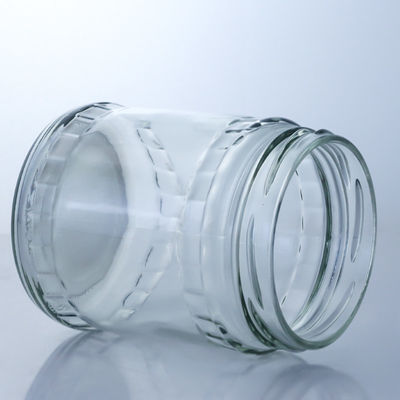 Vaso di vetro a pietra rotonda trasparente per la produzione e la distribuzione di prodotti alimentari