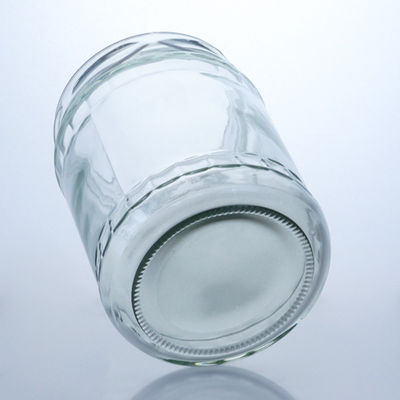 Vaso di vetro a pietra rotonda trasparente per la produzione e la distribuzione di prodotti alimentari