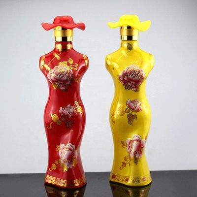 Bottiglia in forma di corpo femminile sexy bottiglia di liquore di vetro unica con tappo corona
