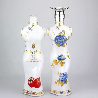 Bottiglia in forma di corpo femminile sexy bottiglia di liquore di vetro unica con tappo corona