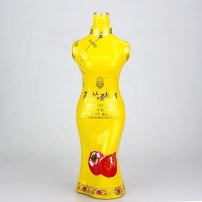 Bottiglia in forma di corpo femminile sexy bottiglia di liquore di vetro unica con tappo corona