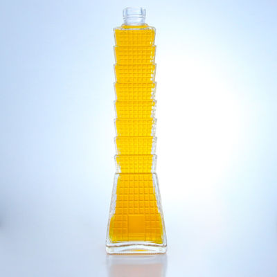 Bottiglia di vetro a forma di torre per vodka brandy tequila logo personalizzato