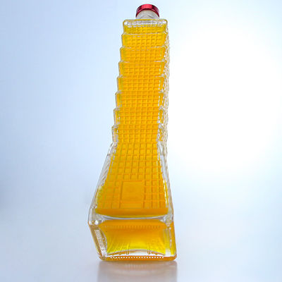 Bottiglia di vetro a forma di torre per vodka brandy tequila logo personalizzato