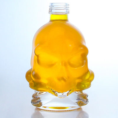 Decal superficie forma cranio bottiglia di liquore di vetro per il whisky vodka Brandy tecnica di invecchiamento