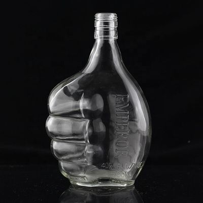 Bottiglia di vetro industriale da 700 ml per l'industria delle bevande a forma di pollice